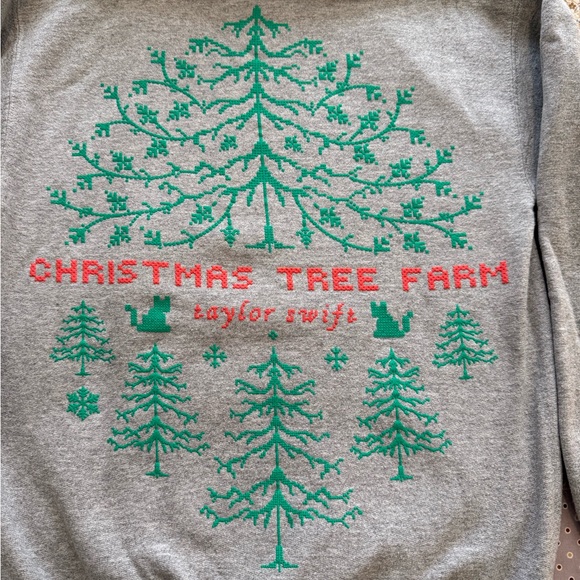 Taylor Swift Gray Christmas Tree Farm Hoodie SZ Small - Picture 3 of 6